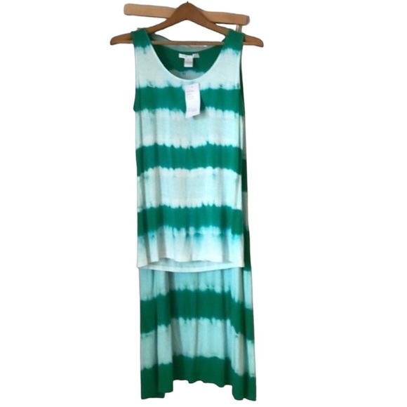 NWT Design History Set Tank M and Skirt L Green Tie Dye Stretchy Comfortable - Picture 1 of 14